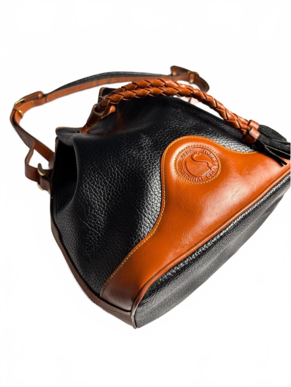 Alba Signature Collection Black and Brown Leather Bucket Bag View 4